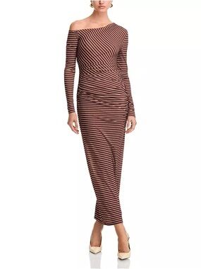 Ronny Kobo Annamaria Dress in Cocoa & Ecru Stripes